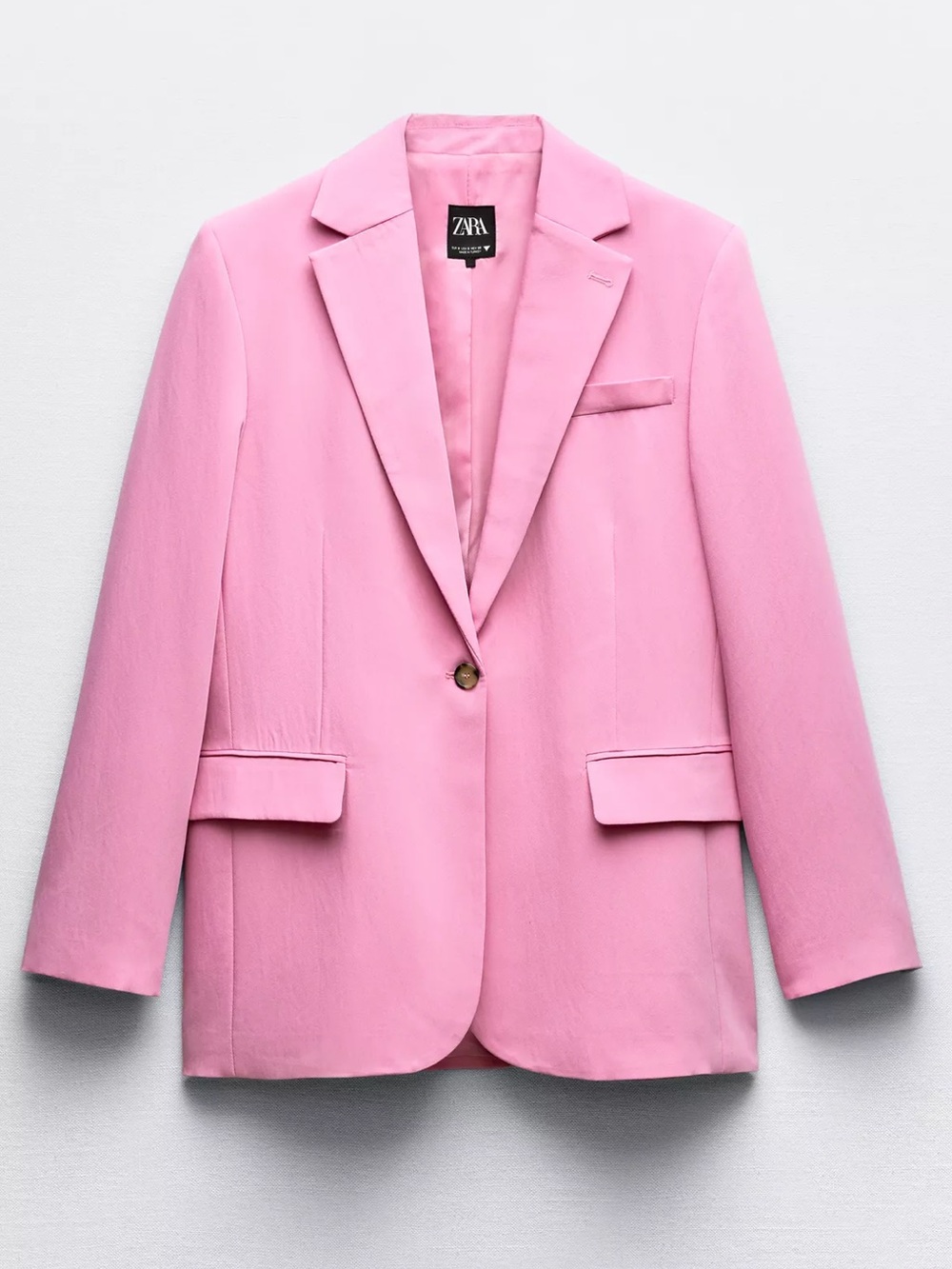 Zara Pink Single-Button Tailored Blazer size S